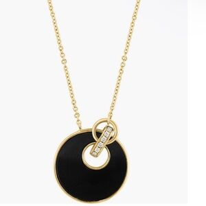 EFFY 14K Gold Linked Onyx & Diamond Pendant Necklace
